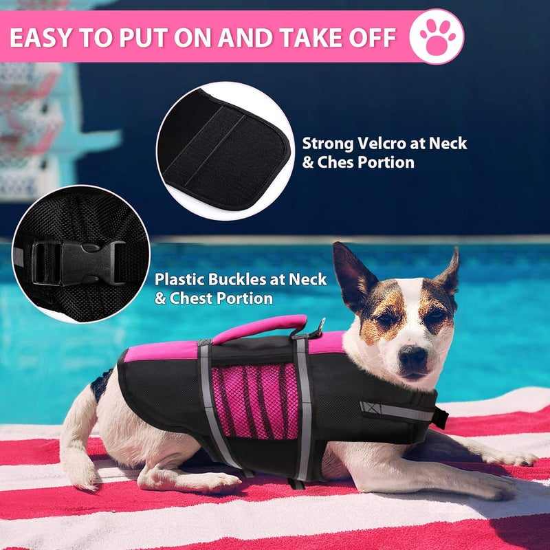 Queenmore Small Dog Life Jacket, Adjustable Pet Life Vest for Small and Medium Dogs with High Buoyancy, Rescue Handle, Reflective Bands for Boating, Canoeing, Swimming - Image 5